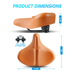 YLG Bike Seat Cushion- Comfort Brown Padded Bicycle Seat Compatible with Peloton, Road Spin Bikes, Large Bike Saddle Replacement for Men Women, IPX7 Waterproof