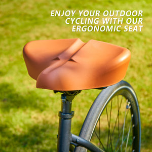 YLG Bike Seat Cushion- Comfort Brown Padded Bicycle Seat Compatible with Peloton, Road Spin Bikes, Large Bike Saddle Replacement for Men Women, IPX7 Waterproof