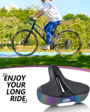 Load image into Gallery viewer, YLG Bike Seat Cushion Comfort Bicycle Saddle for Men Women Rainbow Gradient Design， Breathable Bicycle Seat Cushion Soft Foam Universal Road Mountain Sports Bike Saddle, Waterproof Bike Cushion
